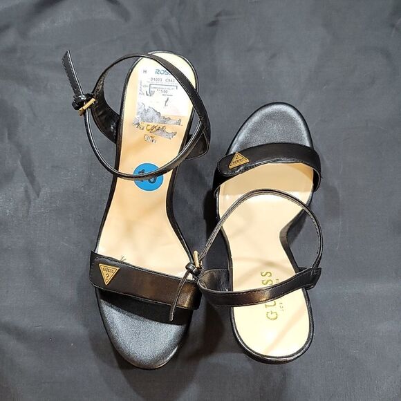 BRAND NEW GUESS GOLD LOGO PLATFORM HIGH WEDGE SANDAL - Picture 4 of 14